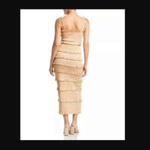 NWT V. Chapman Lily Smocked Ruffle Trim Midi Dress